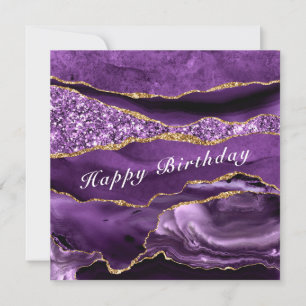 Grattis på födelsedagen Card Agate Lila Violet Gul Kort