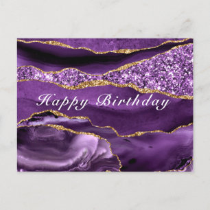 Grattis på födelsedagen Card Agate Lila Violet Gul Vykort
