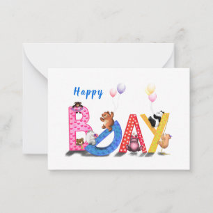 Grattis på födelsedagen Card Baby Bears Party Anteckningskort