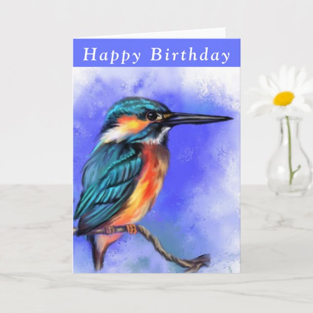 Grattis på födelsedagen Card Bevackert Kingfisher  Kort (Liten växt)