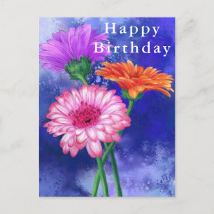 Grattis på födelsedagen Card Bevackra Färg Gerbera Vykort