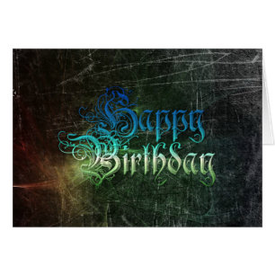 Grattis på födelsedagen Card Blue- och Black Graff Hälsningskort