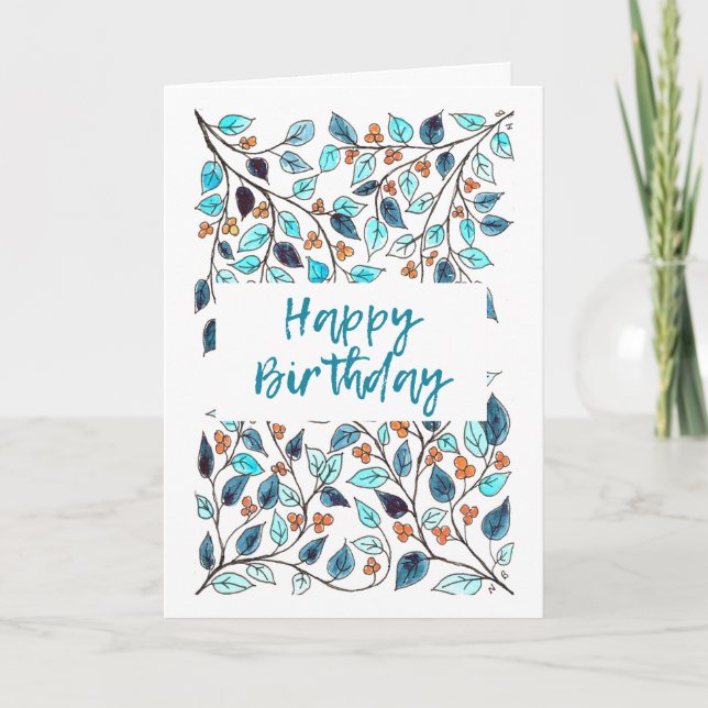 Grattis på födelsedagen Card Bluegreen Vine Kort (Framsida)
