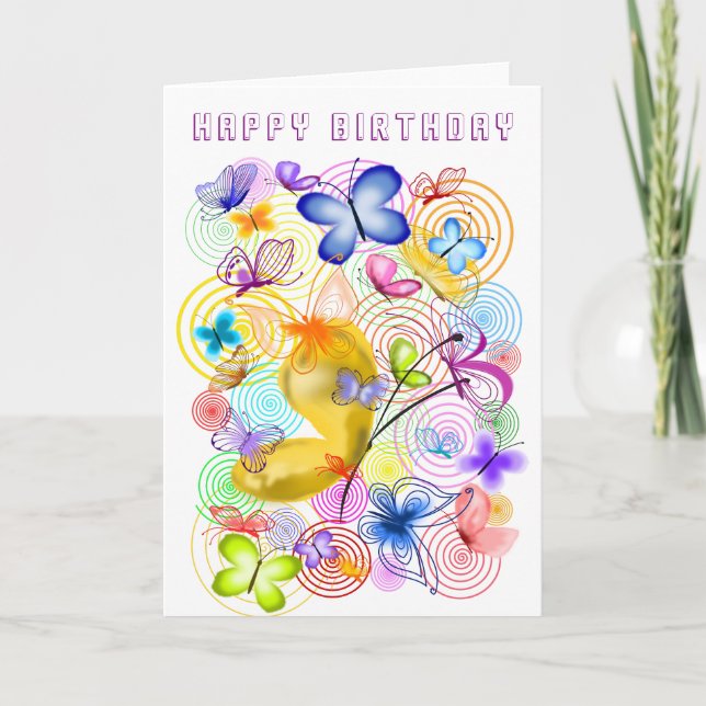 Grattis på födelsedagen Card Butterflies Vår Joy Kort (Framsida)