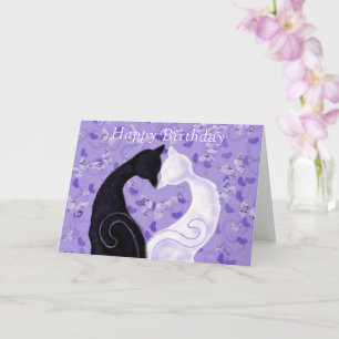 Grattis på födelsedagen Card Cats par Kärlek Heart Kort