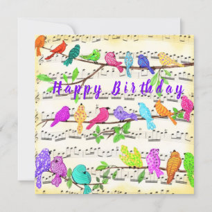 Grattis på födelsedagen Card Colorful Musical Bird