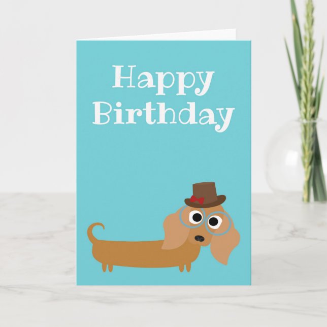 Grattis på födelsedagen Card Dachshund Hund blank  Kort (Framsida)