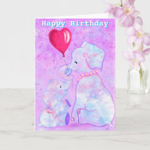 Grattis på födelsedagen Card Elephant Mamma och Ba Kort