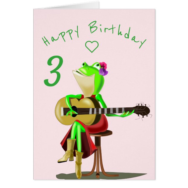 Grattis på födelsedagen Card Frog med Guitar Hälsningskort (Framsidan)