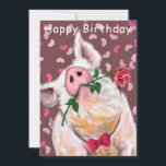 Grattis på födelsedagen Card Funny gentleman Gris  Kort<br><div class="desc">Lönsam Födelsedagskort-Gris med Ro - MISSÄND målningsdesign - Anpassade</div>