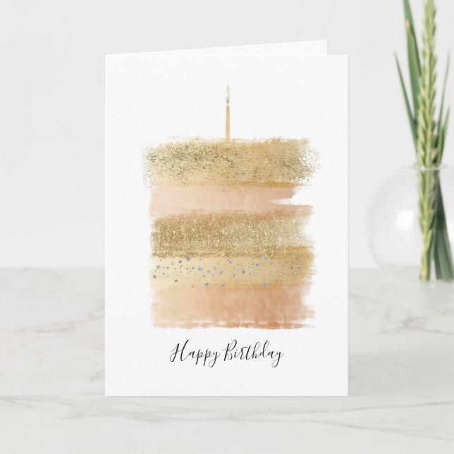 Grattis på födelsedagen Card, Guld Sparkly Birthda Tack Kort (Framsida)