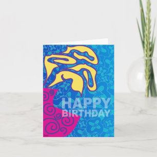 Grattis på födelsedagen Card Gult Löv Rosa Vas Kort