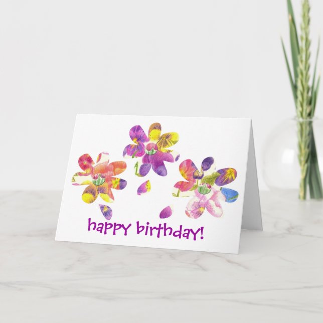 Grattis på födelsedagen Card Kids Bright Pansy Flo Kort (Framsida)