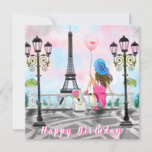 Grattis på födelsedagen Card-kvinna med Rosa Ballo Kort