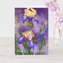 Grattis på födelsedagen Card Lila Iris Flowers Iri Kort