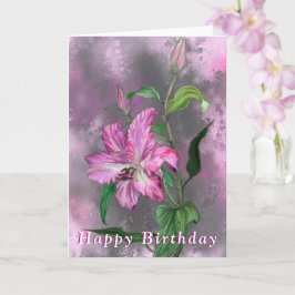 Grattis på födelsedagen Card Lila Rosa Lily Flower Kort