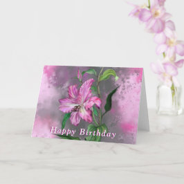 Grattis på födelsedagen Card Lila Rosa Lily Flower Kort