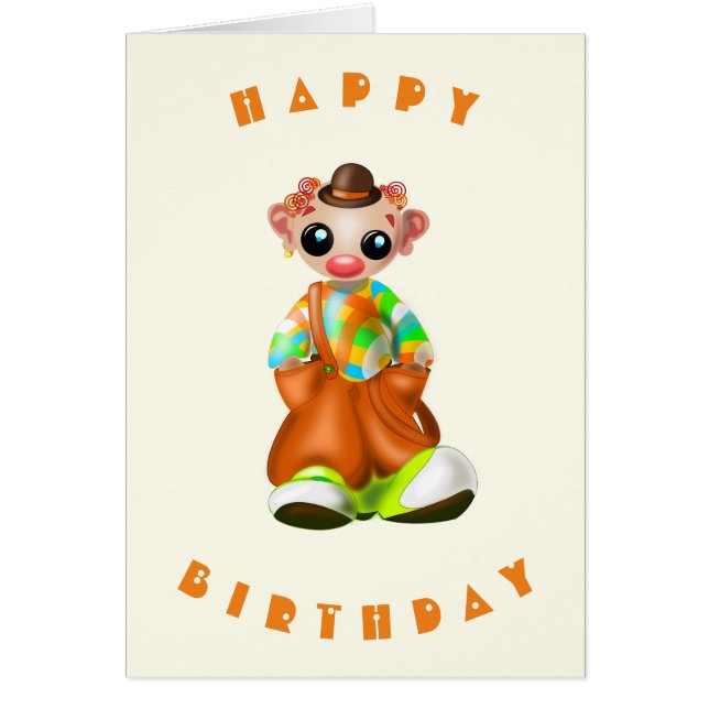Grattis på födelsedagen Card Little Clown Hälsningskort (Framsidan)