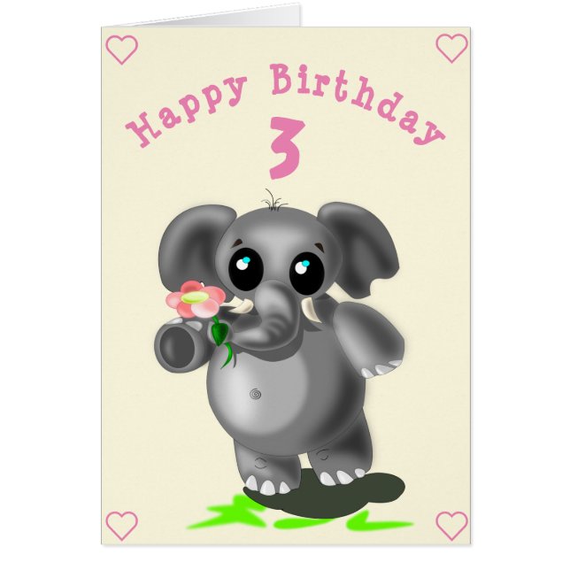 Grattis på födelsedagen Card Little Elephant - Per Hälsningskort (Framsidan)