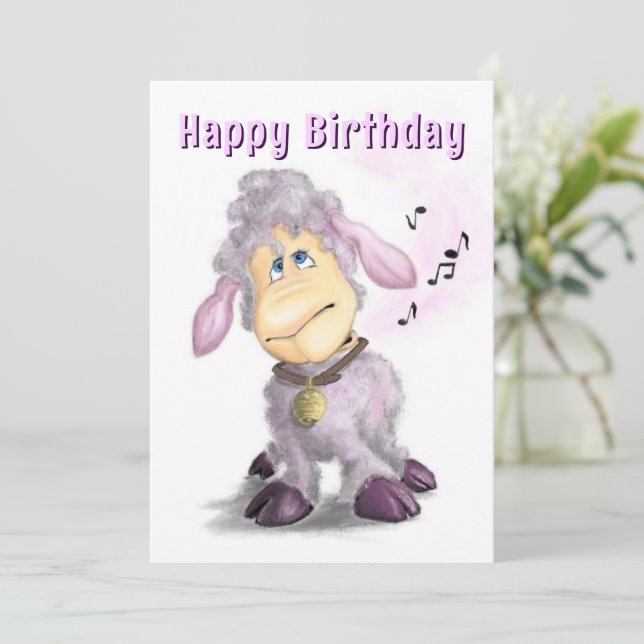 Grattis på födelsedagen Card Little Lamb med Bell (Stående Fram)