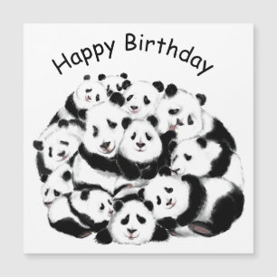 Grattis på födelsedagen Card Lycklig Pandas Family
