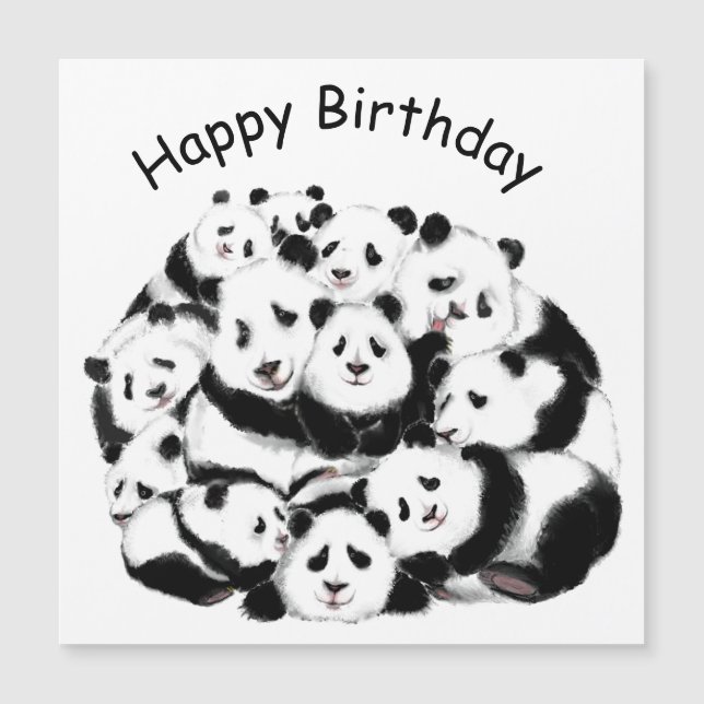 Grattis på födelsedagen Card Lycklig Pandas Family (Framsida)