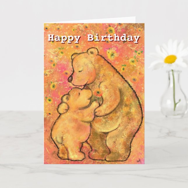 Grattis på födelsedagen Card Mamma och Baby Bear H Kort (Liten växt)
