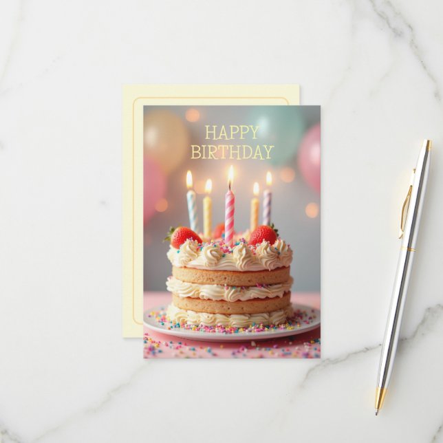 Grattis på födelsedagen Card med kaka OSA Kort (Fram/Back In Situ)