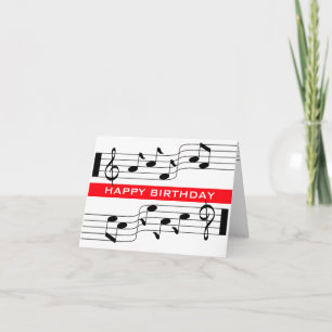 Grattis på födelsedagen Card Music Note Score Whit Kort