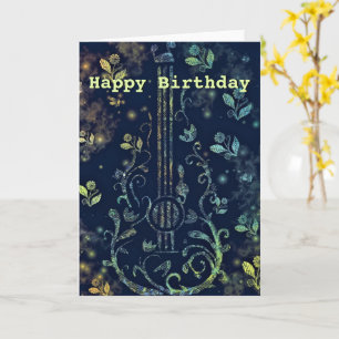 Grattis på födelsedagen Card Musical Flowers Guita Kort