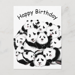 Grattis på födelsedagen Card Pandas Family Lycklig Vykort