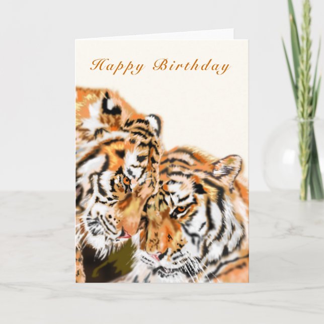 Grattis på födelsedagen Card par Tigers Hug Kort (Framsida)