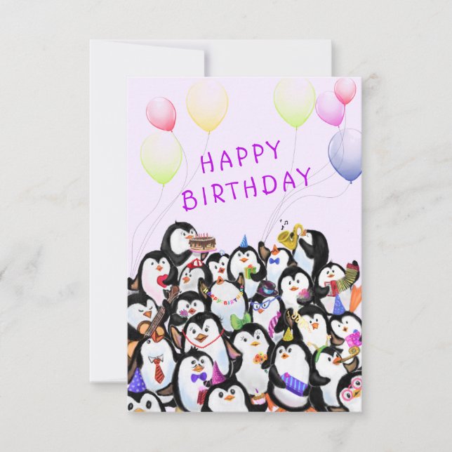 Grattis på födelsedagen Card Penguin Birthdays Par Kort (Framsida)