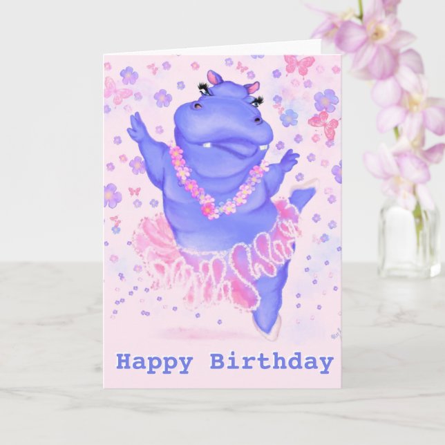 Grattis på födelsedagen Card Prima Ballerina Hippo Kort (Orkide)