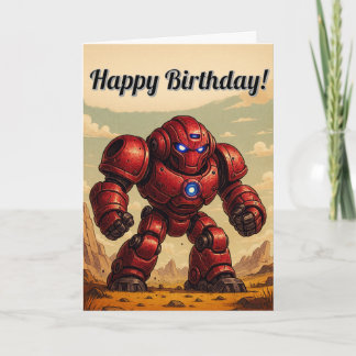 Grattis på födelsedagen Card - Red Robot Mech Kort