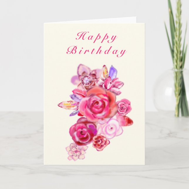 Grattis på födelsedagen Card Ro Bouquet - din text Kort (Framsida)