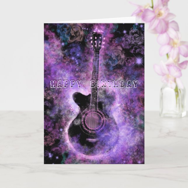 Grattis på födelsedagen Card Romantic Guitar Music Kort (Orkide)