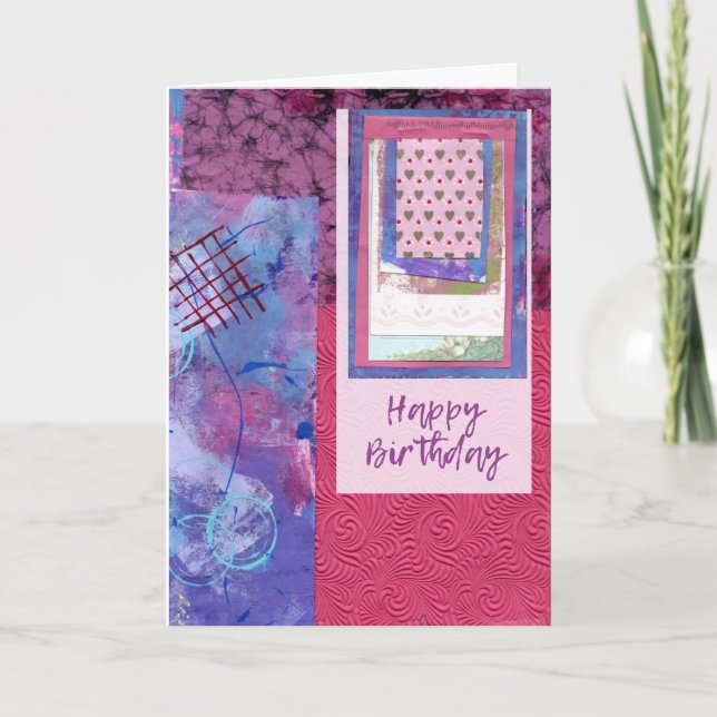 Grattis på födelsedagen Card Rosa Collage Kort (Framsida)