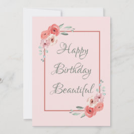 Grattis på födelsedagen Card-Rosa och vit Blommigt Kort