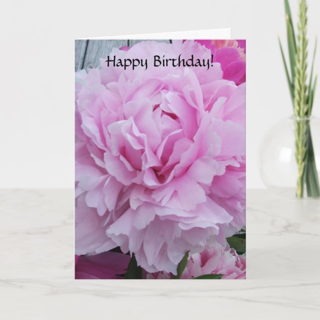 Grattis på födelsedagen Card Rosa Peonies/Peony Fl Kort (Framsida)