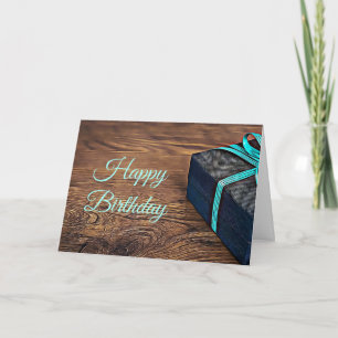 Grattis på födelsedagen Card Rustic Wood Black och Kort