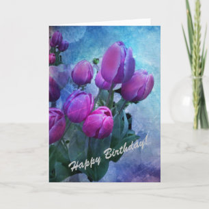Grattis på födelsedagen Card säger det med tulpane Kort