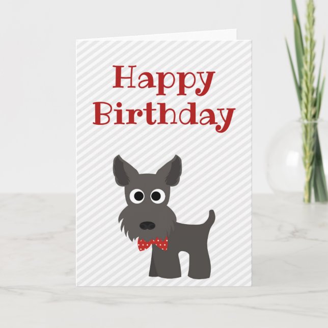 Grattis på födelsedagen Card Scottish Terrier Hund Kort (Framsida)