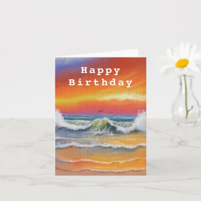 Grattis på födelsedagen Card Sea Sunset Paeing Kort (Liten växt)