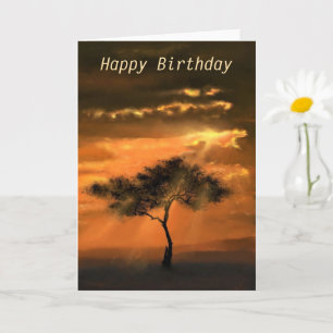 Grattis på födelsedagen Card Sunset Träd Sunbeams Kort