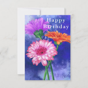 Grattis på födelsedagen Card Tre Färg Gerberas Pai Kort