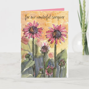 Grattis på födelsedagen Caregiver Rosa Coneflowers Kort