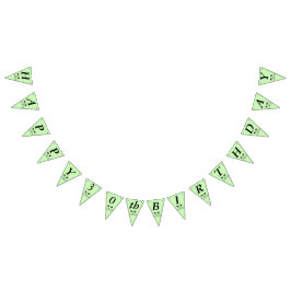 Grattis på födelsedagen Cat Ansikte Bright Grönt ö Vimplar