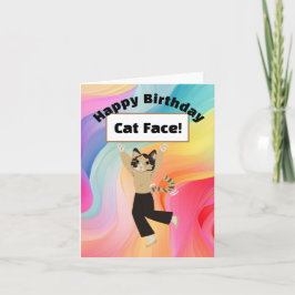 Grattis på födelsedagen Cat ansikte katter anpassn Kort