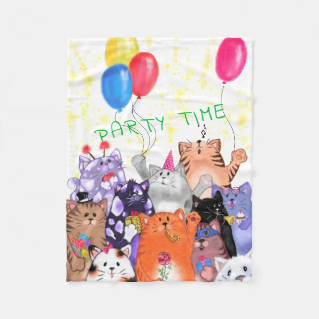 Grattis på födelsedagen Cat Baby Fleece Blanket (Framsidan)